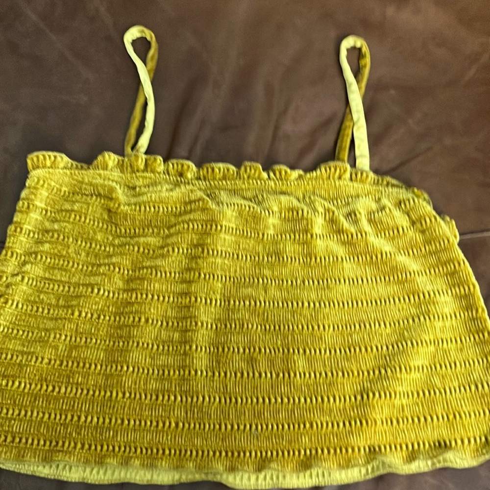 Yellow Smocked Crop Top